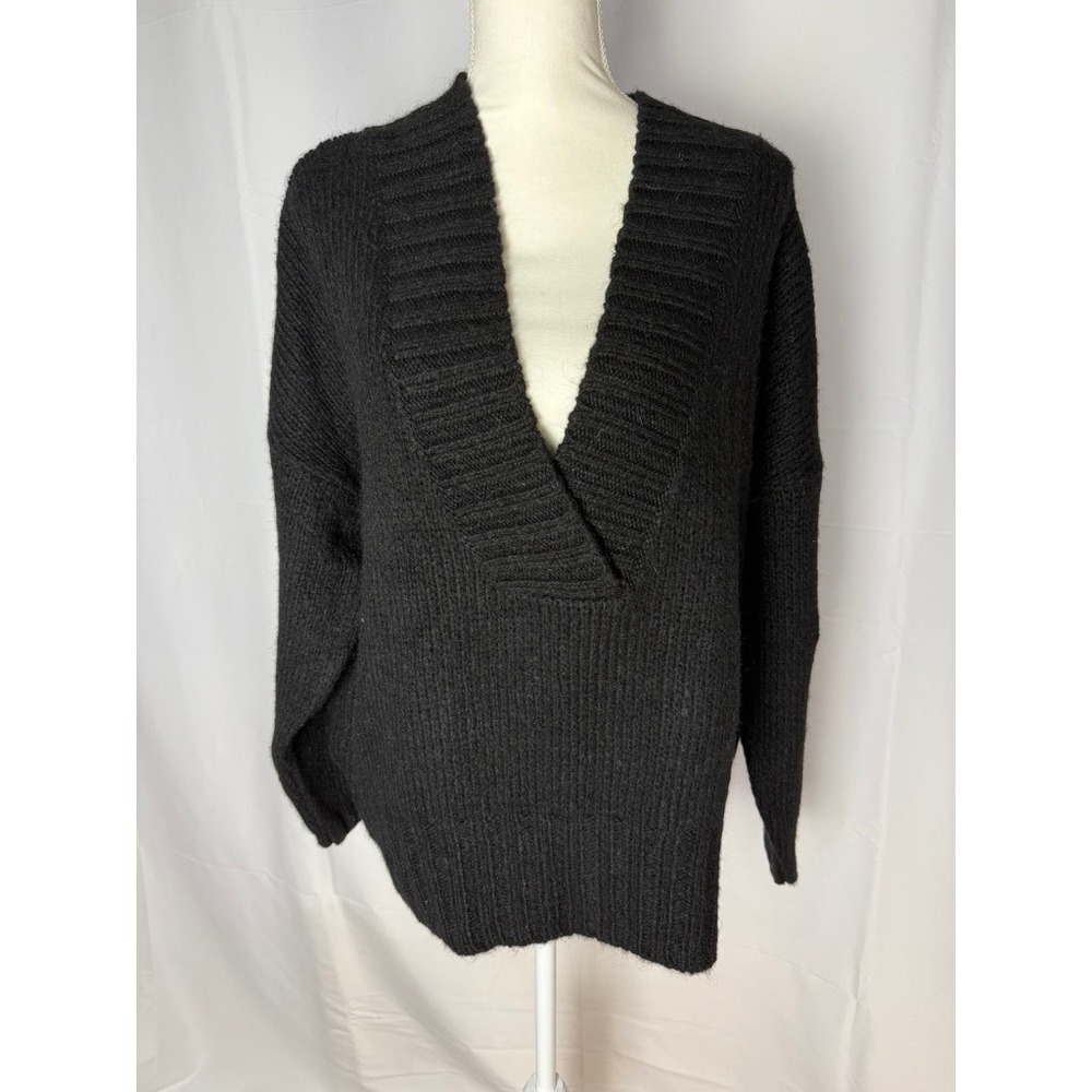Topshop Women's Chunky Baggy V-Neck Sweater, Black, US 8-10 Winter Cozy